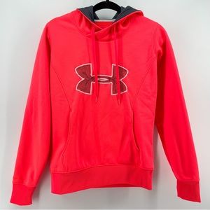 Under Armour Neon Pink Logo Hooded ColdGear Sweatshirt S